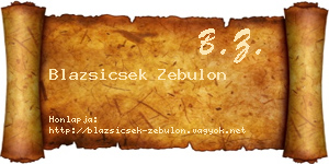 Blazsicsek Zebulon névjegykártya